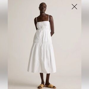 NWT Quince 100% Organic Cotton Poplin Spaghetti Strap Maxi Dress, white S